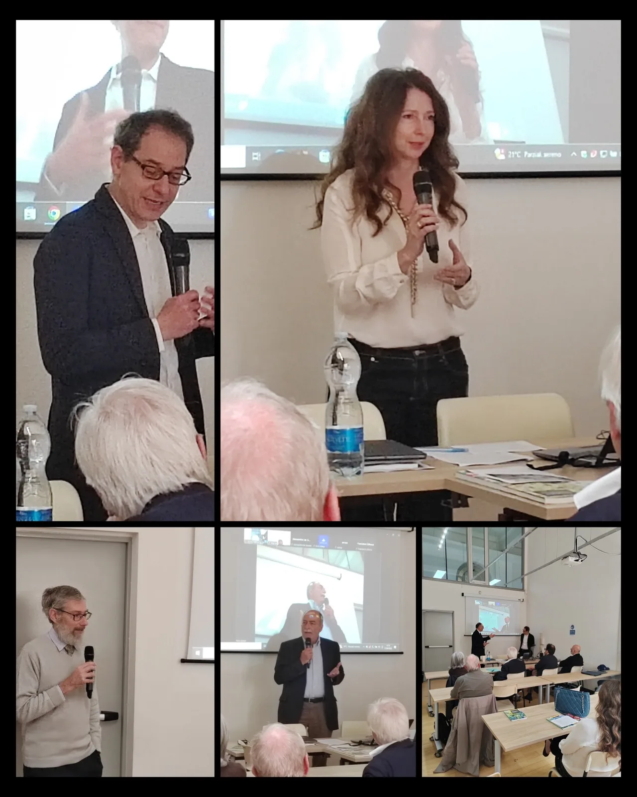 Photo collage of the PolisMaker event with classroom views and speakers.